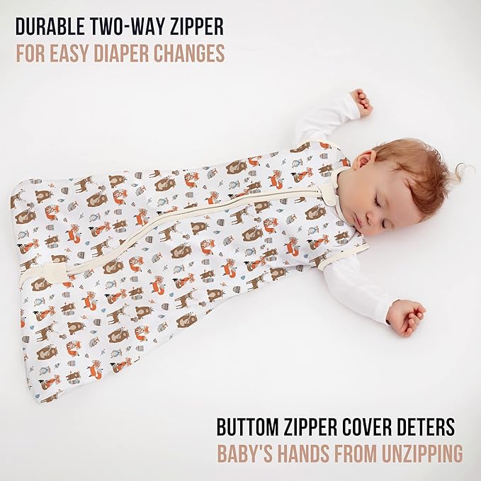 Mama Cheetah Baby Sleep Sack 0.5 TOG, Organic Cotton Baby Wearable Blanket with Two-Way Zipper, Swaddle Transition Baby Sleeping Bag for Newborn Infant Toddler Boy Girl, 0-6 Months