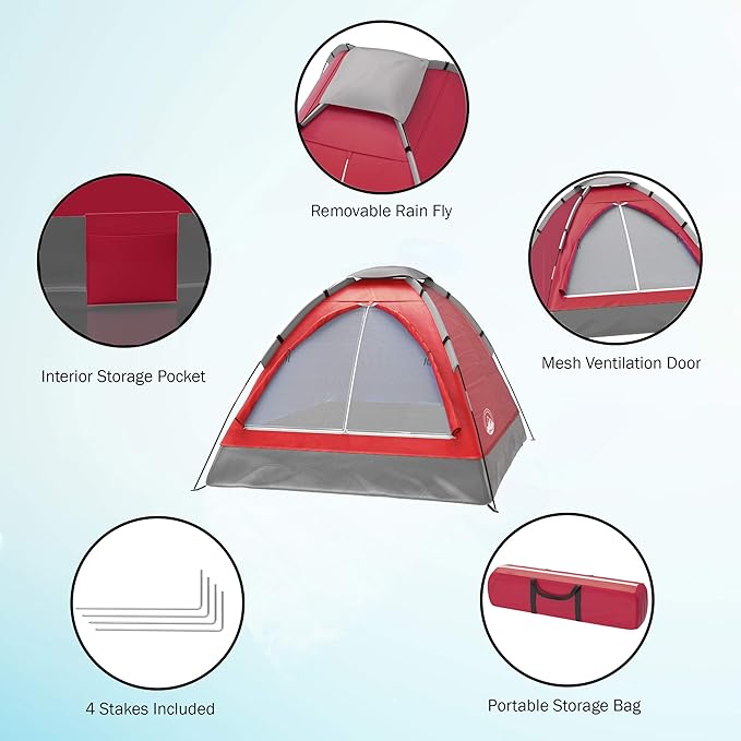 2-Person Dome Tent – Easy Set Up Shelter with Rain Fly and Carrying Bag for Camping
