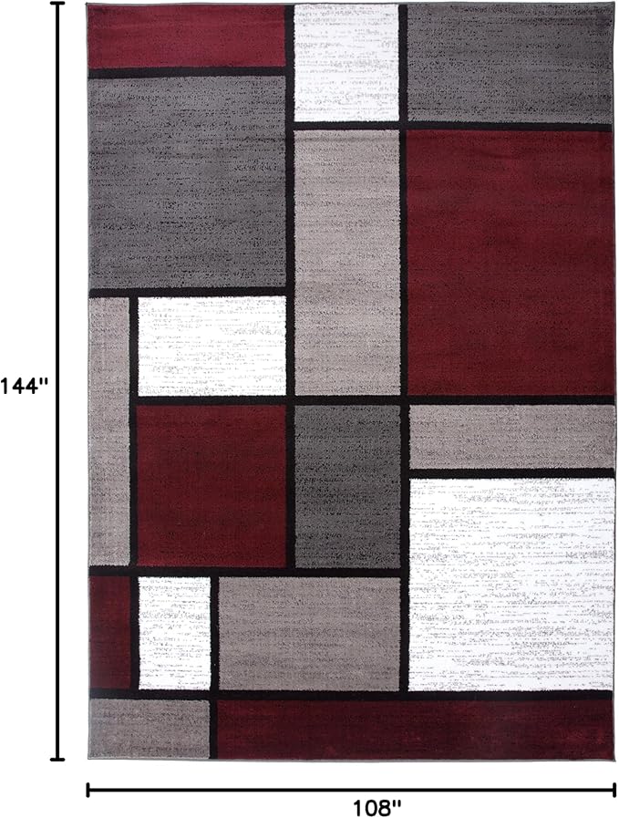 Rugshop Contemporary Modern Boxes Area Rug 9' X 12' Red