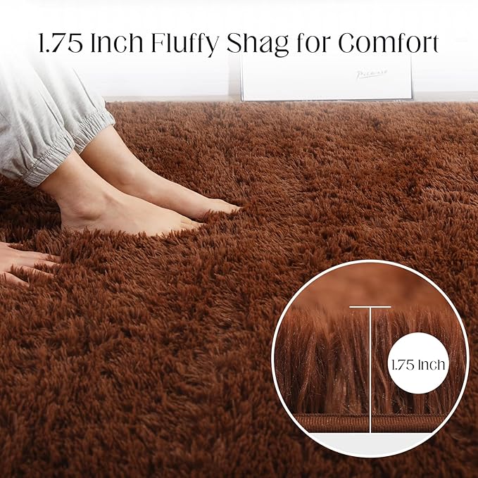 Luxury 4x6 Area Rug, Ultra Soft Rugs for Living Room, Plush Carpet Rugs for Bedroom, Non-Slip Indoor Rug for Nursery, Study Room, Playroom, Home Decor, Brown