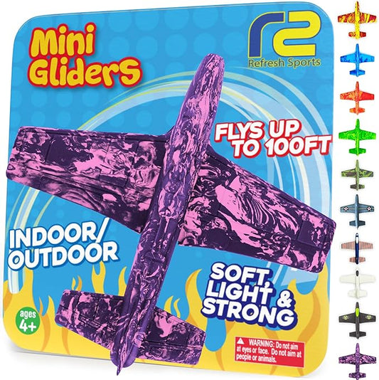 Foam Airplanes for Kids - Best Girl Toys Age 4 & Up - Engaging Toy for 7 Year Old Girl Birthday Gifts - Stocking Stuffers for Girls All Ages - Fun Sports Toy & Party Favors & Outdoor Toys Age 6-8
