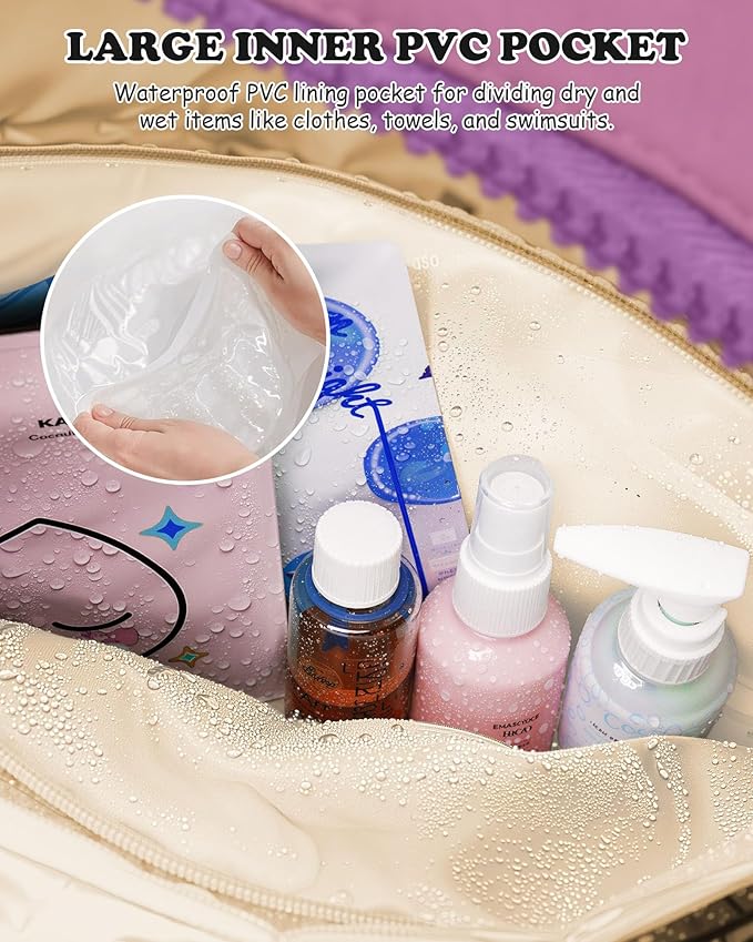 Duffle Bag with Initial, Spend The Night Bags for Women，Overnight Bag with Wet Pocket，Lightweight Travel Bags Personalized Gym Tote with Makeup Pouch