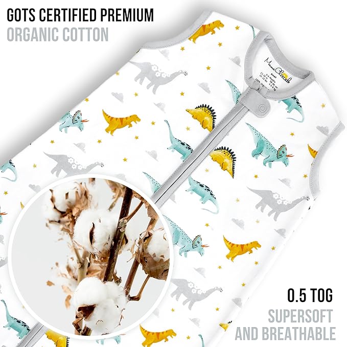 Mama Cheetah Baby Sleep Sack 0.5 TOG, Organic Cotton Baby Wearable Blanket, Swaddle Transition Baby Sleeping Bag, Boy Girl Newborn Infant, XXL (24-48 M)