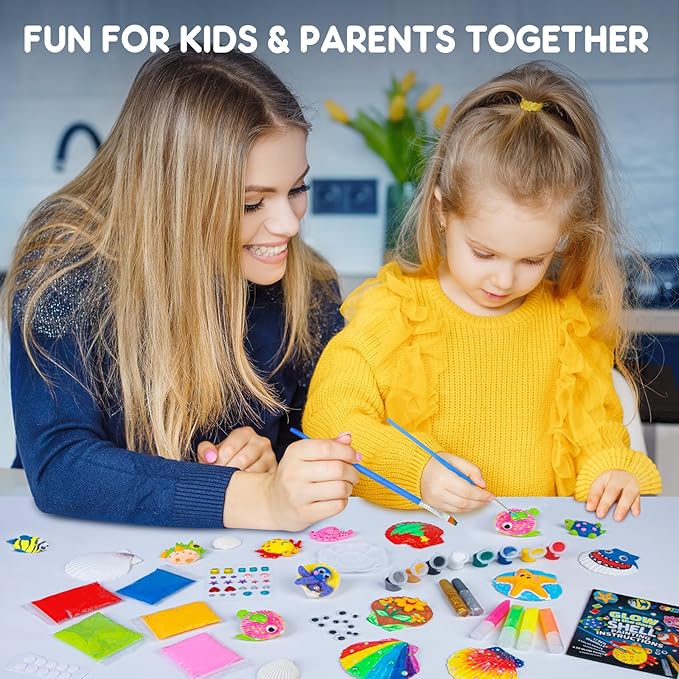 EPUMP Shell Painting Kit for Kids - Glow in The Dark Arts and Crafts Supplies Kits for Girls Boys - Kids Activities Creative Art Set Birthday Gifts DIY Paint Toys for Age 6 7 8 9 10 11 12 Years Old