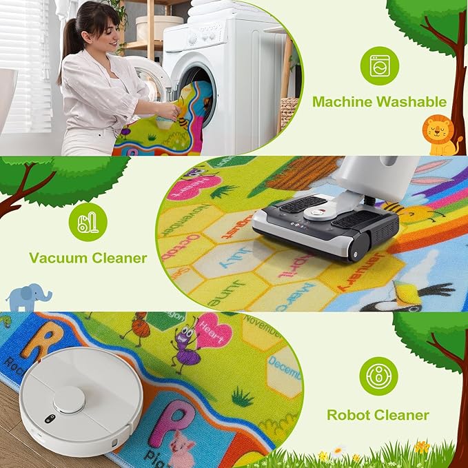 STARUIA ABC Rug for Kids Playroom, Classroom Floor Play Mat for Kids, Preschool Educational Rug for Learning Alphabet Animals Numbers Months, ABC Carpet Play Rug for Nursery Kid Room Decor (39"X59")