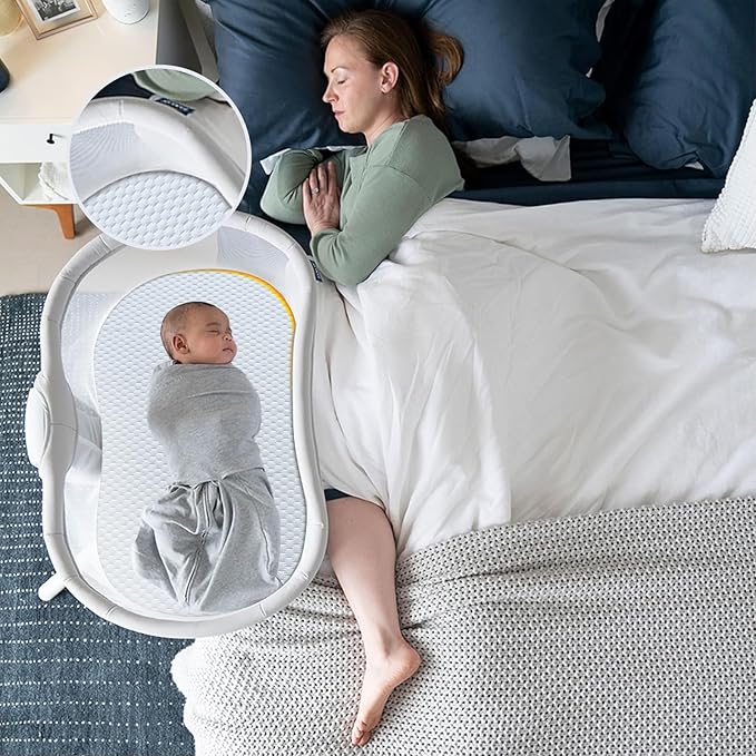 Lisara Baby Bassinet Mattress, 15" x 30" Dual Sided Gel Memory Foam Mattress with Waterproof, Removable and Breathable Ice Silk Cover, Fit for Moses Basket