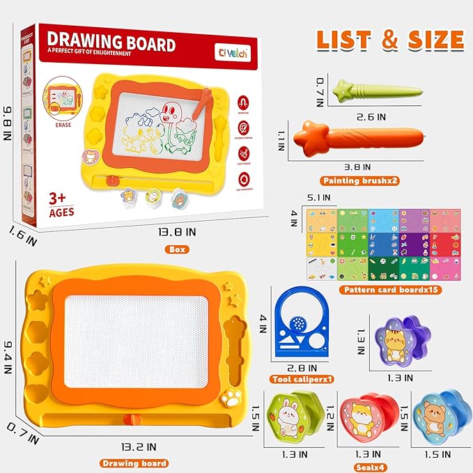 Large Magnetic Drawing Board Toddler Toys for 3 4 5 6 Year Old Kids Girls Boys, Doodle Board Montessori Preschool Educational Travel Toys Gifts for 3 4 5 6 Year Old Etch Sketch Erasable Writing Pad