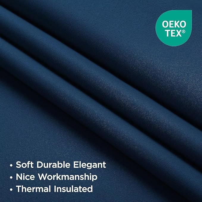 Joydeco Blackout Curtains 108 Inches Long, Thermal Insulated Black Out Curtains 2 Panels Set, Room Darkening Drapes for Living Room Window Rod Pocket Back Tab (W37 x L108 Inch, Navy Blue)