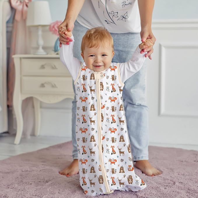 Mama Cheetah Baby Sleep Sack 0.5 TOG, Organic Cotton Baby Wearable Blanket with Two-Way Zipper, Swaddle Transition Baby Sleeping Bag for Newborn Infant Toddler Boy Girl, 12-18 Months