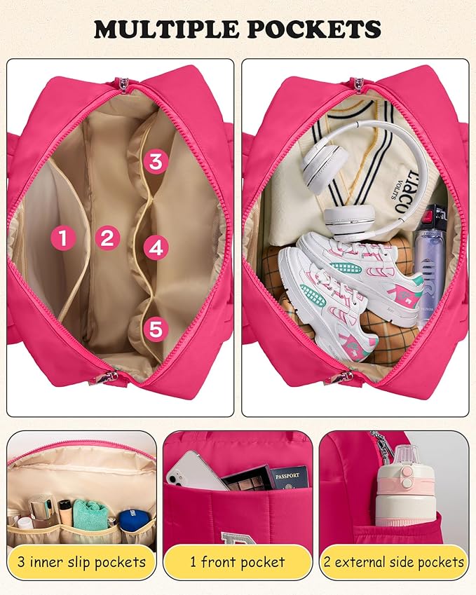 Dance Bag, Kid Weekender Bags，Girl Overnight Bag with Wet Pocket，Lightweight Travel Tote Personalized Cheer Bags with Makeup Pouch-14 Year Old Girl Birthday Gifts