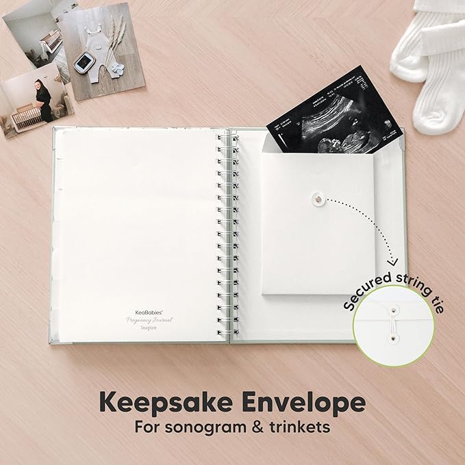 Pregnancy Journal for First Time Moms Gifts - 90 Pages Hardcover Pregnancy Memory Book, Beautiful & Cute Baby Book Keepsake, Ultrasound Baby Scrapbook, Mom To Be Gift (Sage)