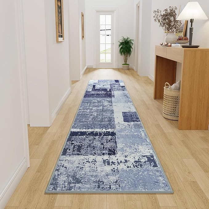 LOCHAS Washable Runner Rugs for Hallway, 2x8 Non Sip Soft Rug for Bedroom Entryway Kitchen Laundry Room, Long Abstract Carpet for Indoor Floor Bedside, Geometric Vintage Home Decor, Pet & kid Friendly