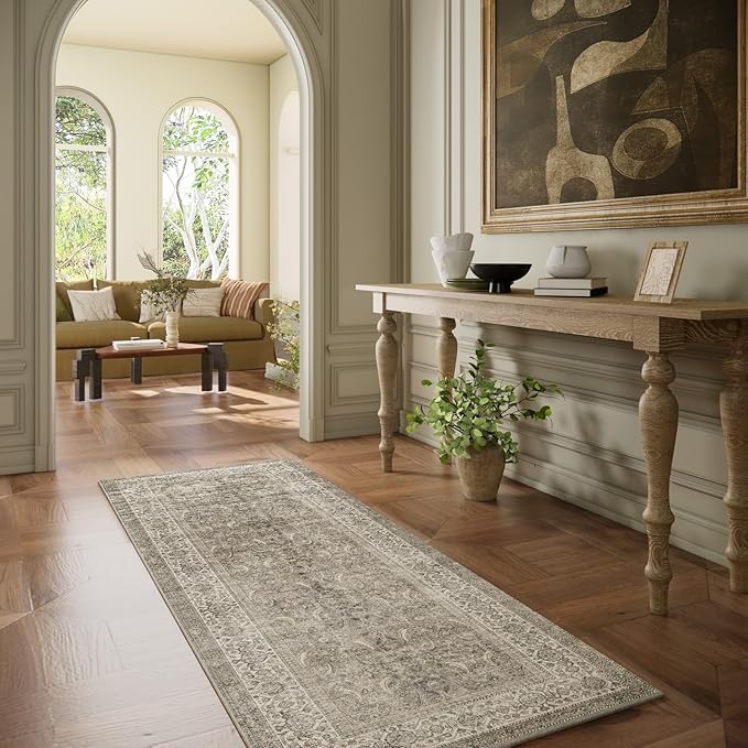 Washable Runners for Hallways Kitchen Rug: 2'6"x8' Runner Rugs Stain Resistant Non Slip Low Pile Soft Carpet Runners for Hallways Bedroom Entryway Indoor Beside Bathroom Laundry Room