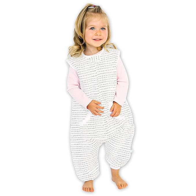 Tealbee Dreamsuit: Toddler Sleep Sack with Feet 3T-4T - 1.5 TOG Winter Baby Wearable Blanket for Walkers - Rayon made from Bamboo, Organic Cotton Sleep Bag - Brushed Dots