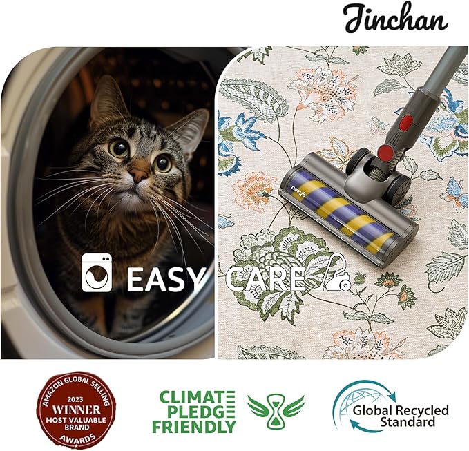 jinchan 3x5 Floral Rug for Entryway Washable Kitchen Rug Vintage Romance Design Small Mat Non Slip Indoor Doormat Lightweight Low-Profile Throw Carpet for Entrance Bathroom Laundry Room, Green/Beige