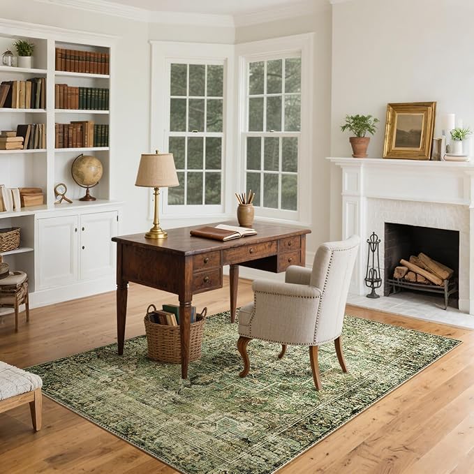 Machine Washable Throw Rugs for Entryway: Door Mat Indoor Entrance 4x6 Small Rug Stain Resistant Non-Slip Low Pile Soft Carpet for Kitchen Front Door Indoor Entrance Entry Bedroom