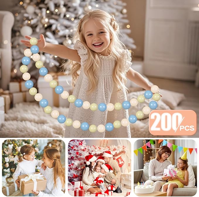 GOGOSO Balls for Ball Pit - Plastic Ball for Toddlers 1-3, Baby Kids Ball Pool Decoration,Creamy Green+Creamy Blue+ Soft White,200pcs