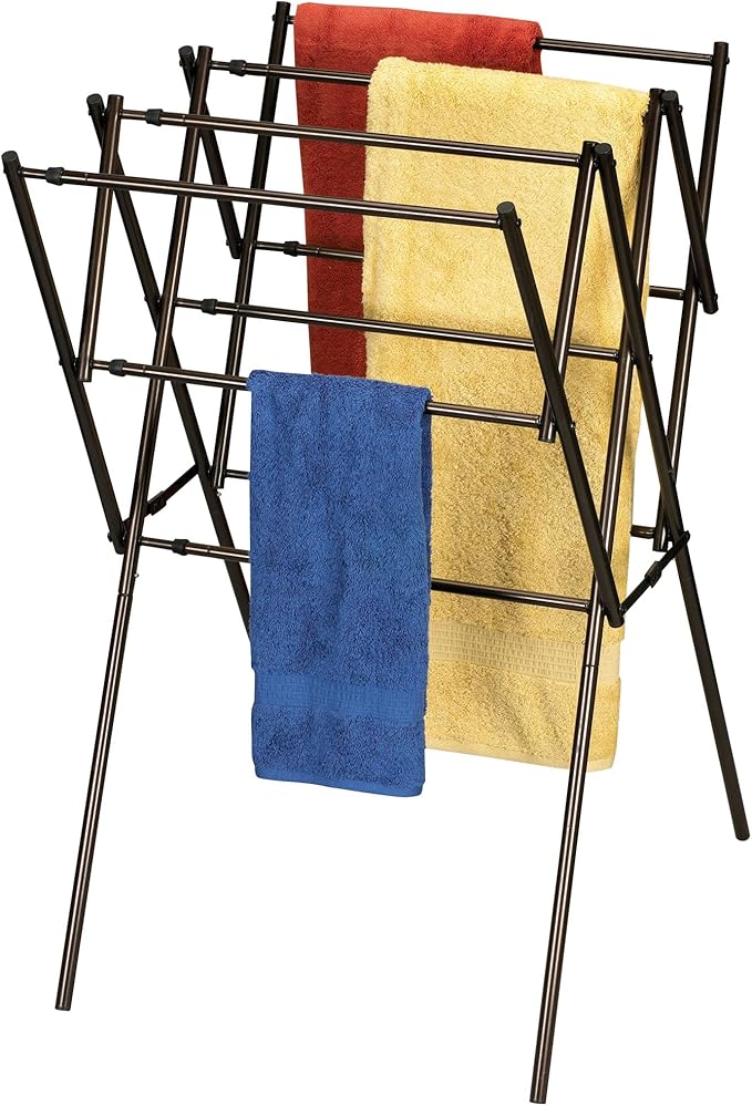 Household Essentials 5175 Collapsible Expandable Metal Clothes Drying Rack, Antique Bronze, STORAGE