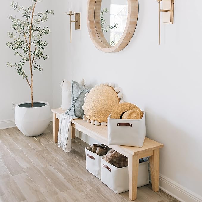 OrganiHaus Extra Large Fabric Storage Bins for Shelves 16x13in, Closet Storage Baskets for Shelf Organizing, Canvas Rectangle Bins for Organization, Linnen Baskets for Organizing - Off-White