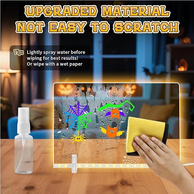 Led Note Board with 7 Colors,Light Up Acrylic Cosmody Drawing Board,Glowing Acrylic Dry Erase Board with Light,Lumiboard Led Boards to Write On,Halloween Gifts for Kids (13.7“*10”)