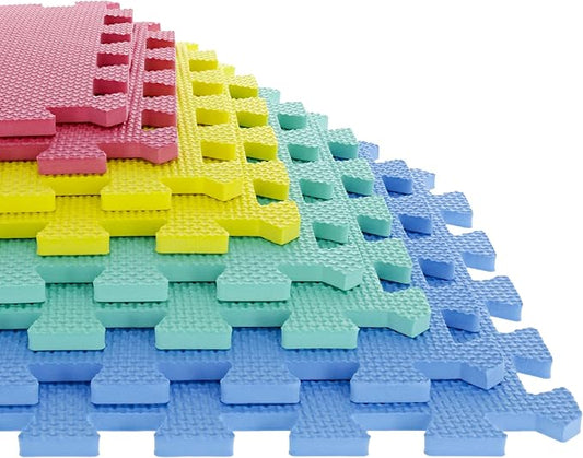 Interlocking Floor Mats - 8-Piece Nontoxic Exercise Mat or Play Mat for Toddlers, Babies or Kids - Foam Padding for Home Gym by Stalwart (Multicolor)