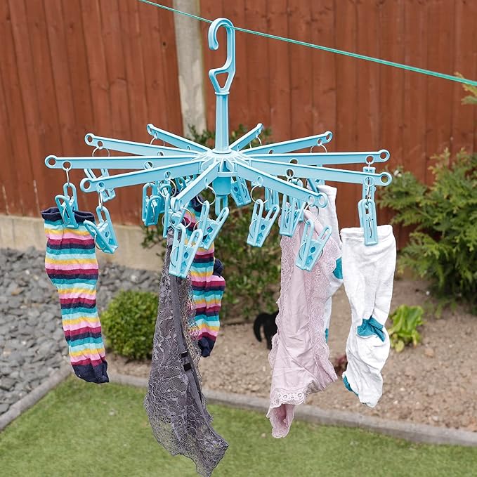 HANGERWORLD 20 Clip Hanging Laundry Drying Rack for Socks, Underwear and Baby Clothes