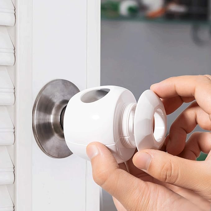 Door Knob Safety Cover for Kids - 5 Pack - Baby Proof Door Knob Covers - Door Locks for Kids Safety Child Proof - White