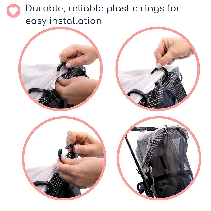 Stroller Sun Shade - Universal UV Protection Cover for Strollers Sunshade with See Through, Clip-On Sun Blocker, Sun Shield for Baby, Breathable Adjustable Fit, Full Coverage, L Black