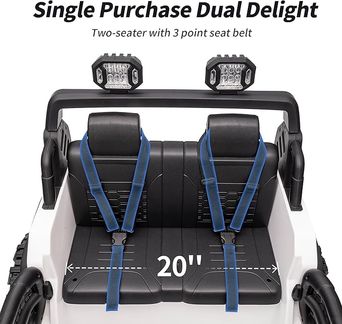 2 Seater Ride on Toy Car for Kids, 24V 4x4 Ride-on Truck Kids Electric Car w/Remote Control, 4x200W Motors - White