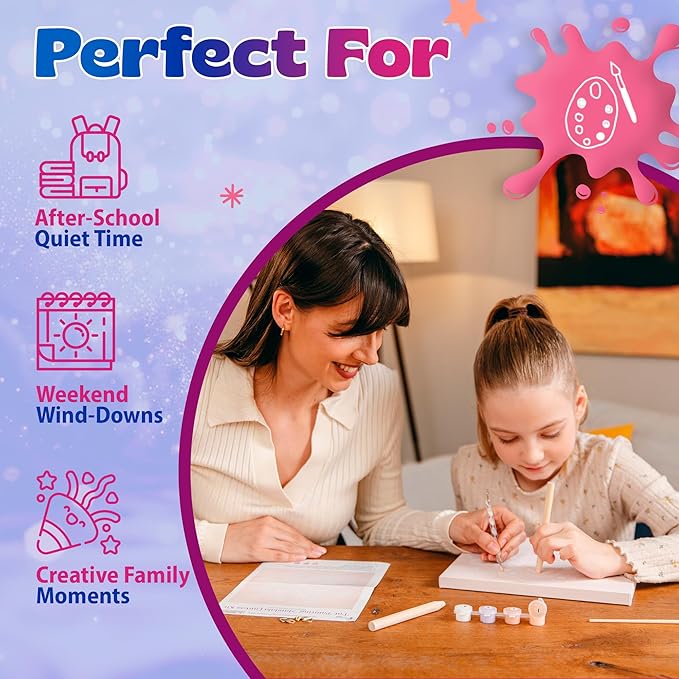 Pinwheel Crafts Painting Kit Mandala for Kids Ages 6-12 - Dot Painting Canvas Set with Mandala Dotting Tools, Paints, Brushes, Easy Instruction - Relaxing DIY Gift, Arts and Crafts Kit for Teens