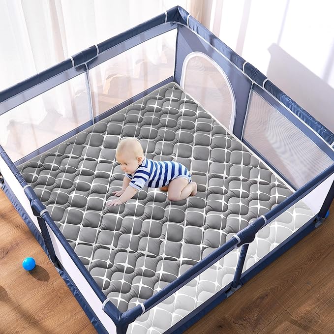 High-Density Foam Baby Play Mat, 50x50 Inches Thicken One-Piece Comfortable and Soft Playmat, Non Slip Machine Washable Floor Mat for Infants, Tapete Para Bebes,Toddlers