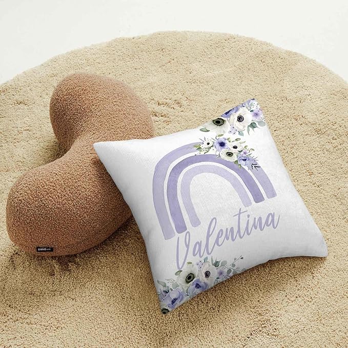 Baby Girl Crib Bedding Sets Personalized with Name – Custom 3-Piece Nursery Set, Rainbow with Floral Flannel Blanket, Crib Fitted Sheet & Pillowcase – Baby Newborn Infant Toddler Shower Gift