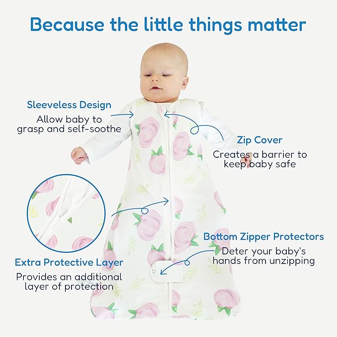 TotAha Sleep Sack 0-3 months 3 Pack, Buttery Soft Newborn, Infant Sleeping Bag for Girls, Light Baby Wearable Blanket, 0.5 TOG