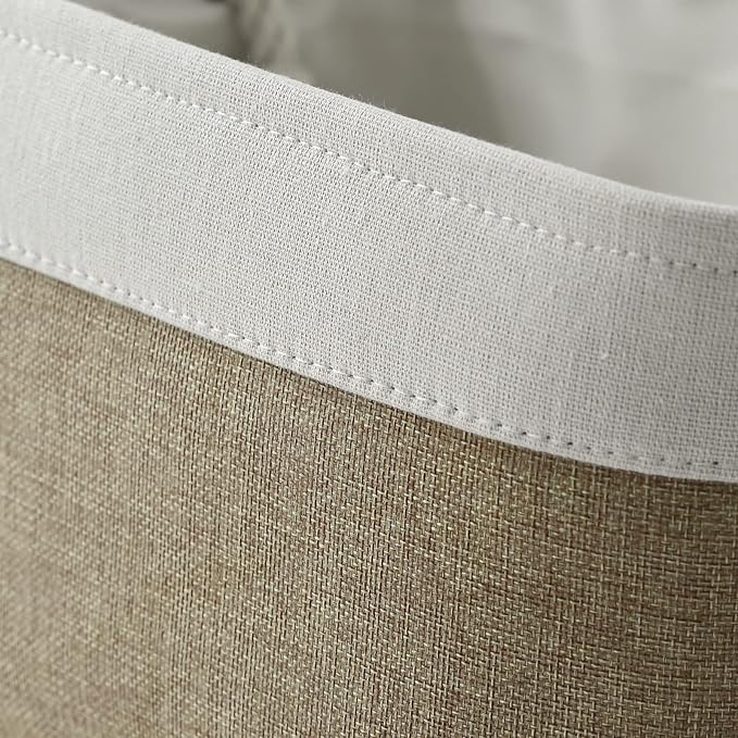 TheWarmHome Storage Basket for Organizing - 16x12x8 inch Large 3 Pack Collapsible Storage Bin for Shelves with Handles, Fabric Storage Cubes for Organizer Cloth Gift Toy Closet (Whiet & Khaki)