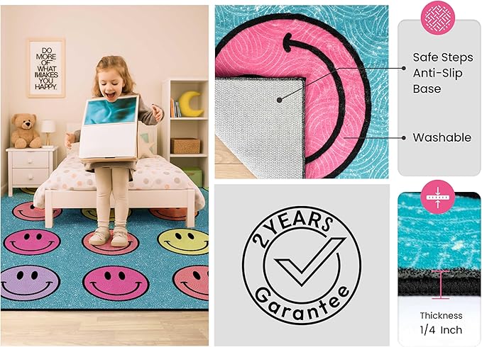 OLEEK Large Classroom Rug Elementary 6x9 - Classroom Rugs for Kids Room - Classroom Carpet Elementary - Kids playroom Rug 6 x 9 - Preschool Rugs for Classroom - Schoolgirl Style Classroom Decor