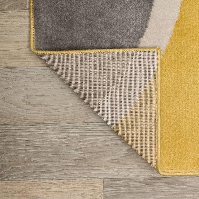 Rugshop Contemporary Abstract Circles Easy Maintenance for Home Office,Living Room,Bedroom,Kitchen Soft Area Rug 7'10" x 10'2" Yellow