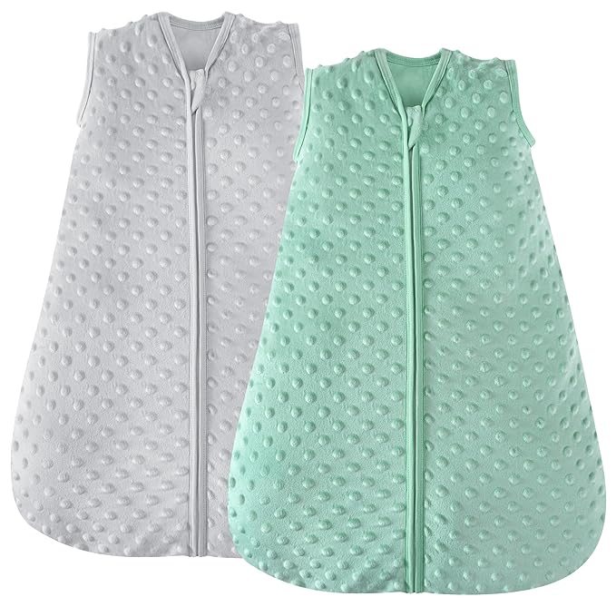 JELLYMONI Fleece Baby Sleep Sack 6-12 Months, 1.5 Tog Warm Winter Baby Wearable Blanket with Plush Dots and 2-Way Zipper, Cotton Toddler Sleep Sack