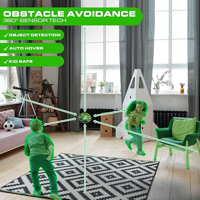 Force1 Scoot Hand Operated Drone for Kids or Adults - Hands Free Motion Sensor Mini Drones, Easy LED Indoor Rechargeable Flying Ball Drone Toy for Boys and Girls (Green)