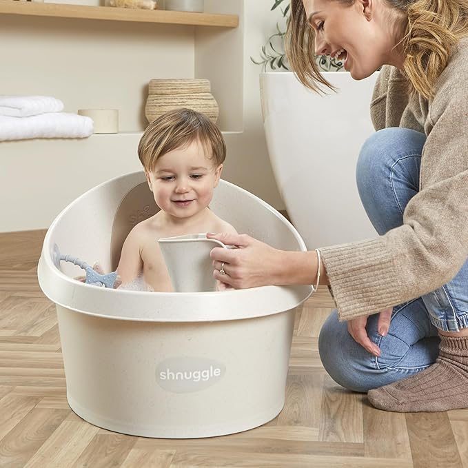ECO Toddler Bath Tub | Larger Bath Seat for Bigger Kids at Bathtime | Includes Warm and Soft Foam backrest | Grippy Anti-Slip Surface | Recycled Material with Bath Plug | Cookies & Cream