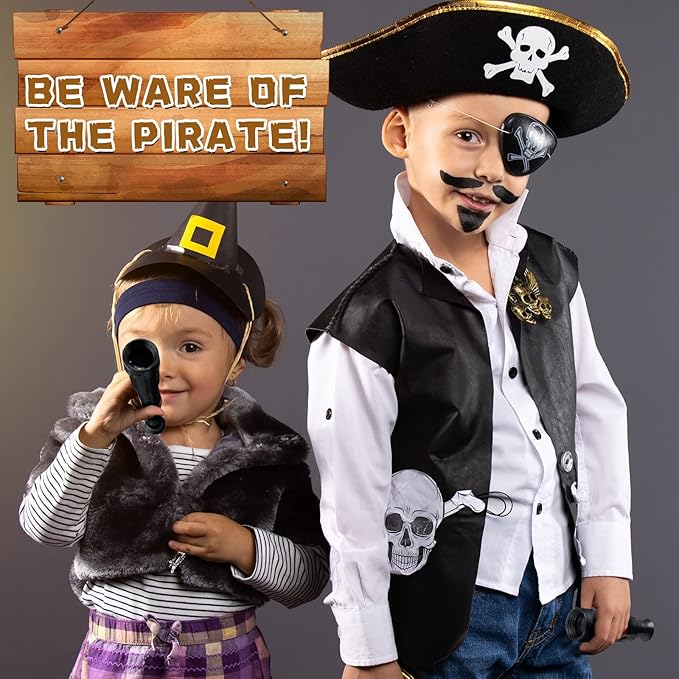 30 Pcs Halloween Pirate Telescope Bulk Pirate Party Favors Mini Plastic Monocular Telescope Toddler Spyglass Toy for Treasure Pretend Cosplay Birthday Party Black 2.6" to 5.5"