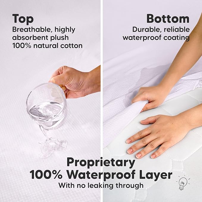 Waterproof Crib Mattress Protector Cover Fitted - 2-Pack Quiet Baby Crib Mattress Pad Sheets, 52" x 28" Soft Quilted Cotton Baby Sheet, Machine Washable, Easy Fit, Durable (Thistle/Quin)