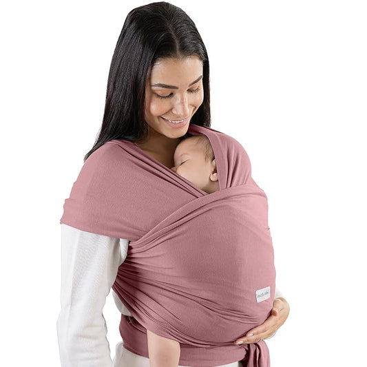 Comfy Cubs Baby Wrap Carrier - Soft & Secure Fit Cotton Blend Baby Carrier Newborn to Toddler - Hands-Free & Lightweight Infant Wrap - Adjustable, One Size Fits All Toddler Sling - Mauve