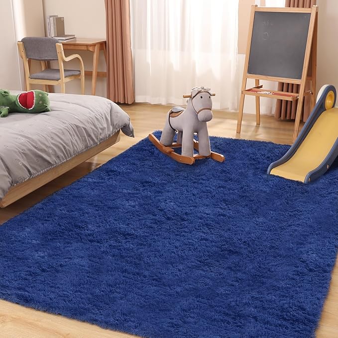 3x5 Blue Rug, Area Rugs for Living Room, Soft Plush Area Rugs for Bedroom, Non-Slip Indoor Carpet for Nursery, Study Room, Playroom, Home Decor