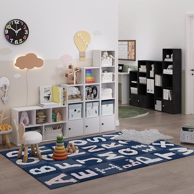 Furinno Luder Shelf Bookcase with 1 Door Storage Cabinet, Blackwood