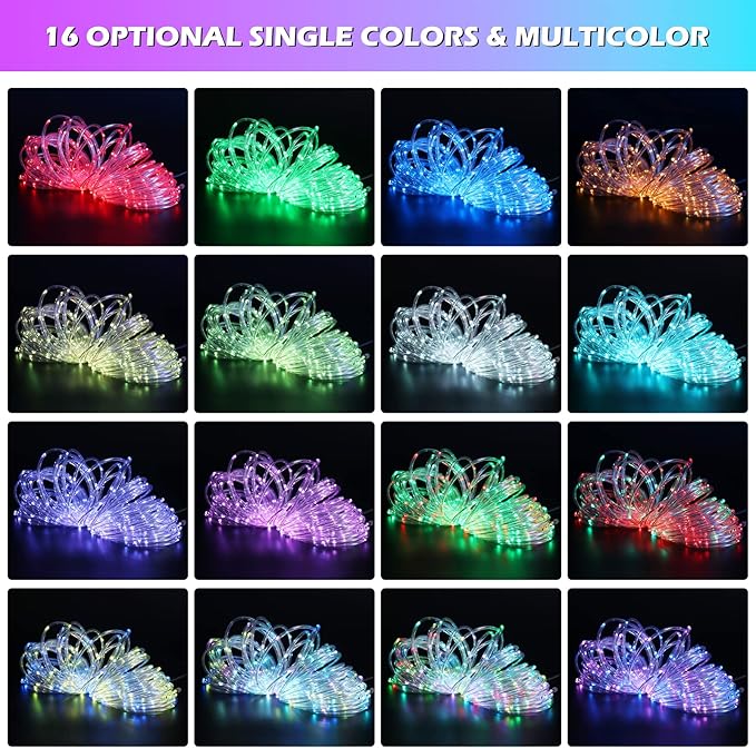 Color Changing Rope Lights 66FT 200 LED Outdoor, String Lights with Plug & Remote | Twinkle Christmas Indoor Bedroom, Waterproof Christmas Lights Outdoor, Rope Lights for Outside,16 Colors