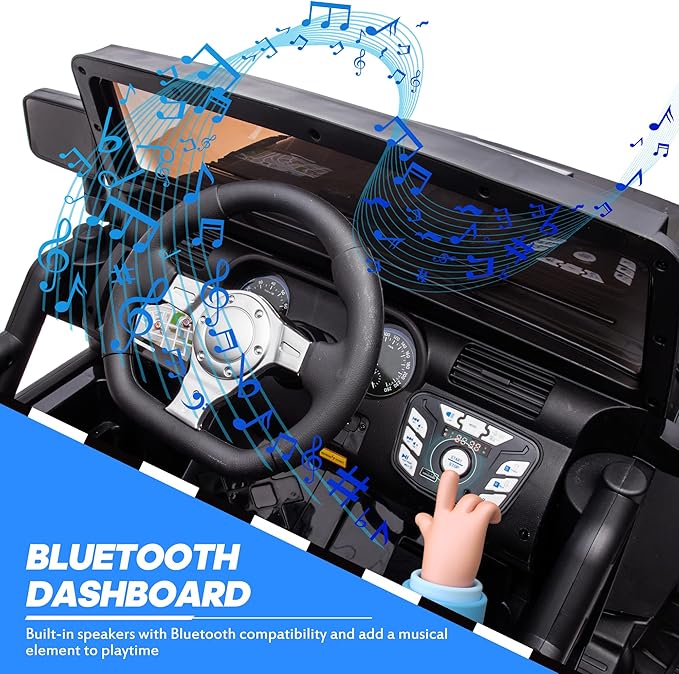 24V 9Ah Ride on Toy for Big Kids, 4WD 2 Seater Ride on Car Truck with Remote Control, 4x200W Motor - Black