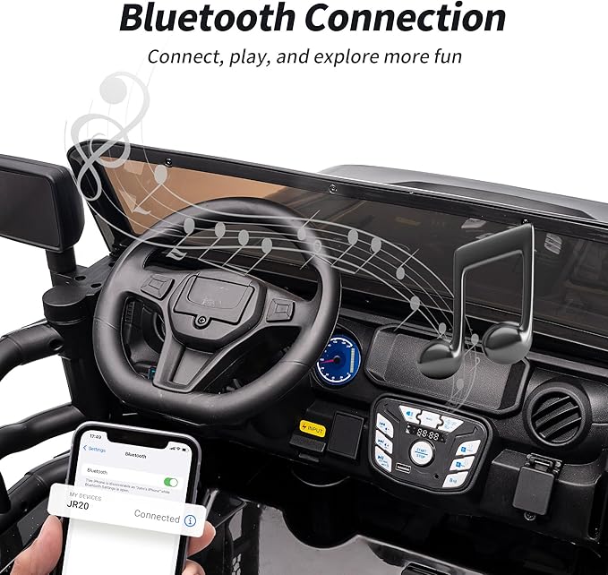 2 Seater Ride on Car Truck, 12V Kids Electric Ride on Toy for Big Kids Age 3-8 w/Remote Control- Black