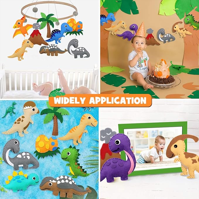 CiyvoLyeen Dinosaur Sewing Craft Kit DIY Kids Craft and Sew Set for Girls and Boys Educational Beginners Sewing Stuffed Animal Felt Plush Ornaments Set of 14 Sewing Kits for Kids Age 8 9 10 11 12