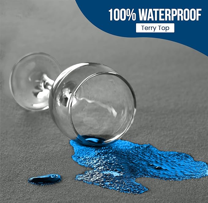 Utopia Bedding Waterproof Mattress Protector Twin Size, Premium Terry Mattress Cover 200 GSM, Breathable, Fitted Style with Stretchable Pockets (Gray)