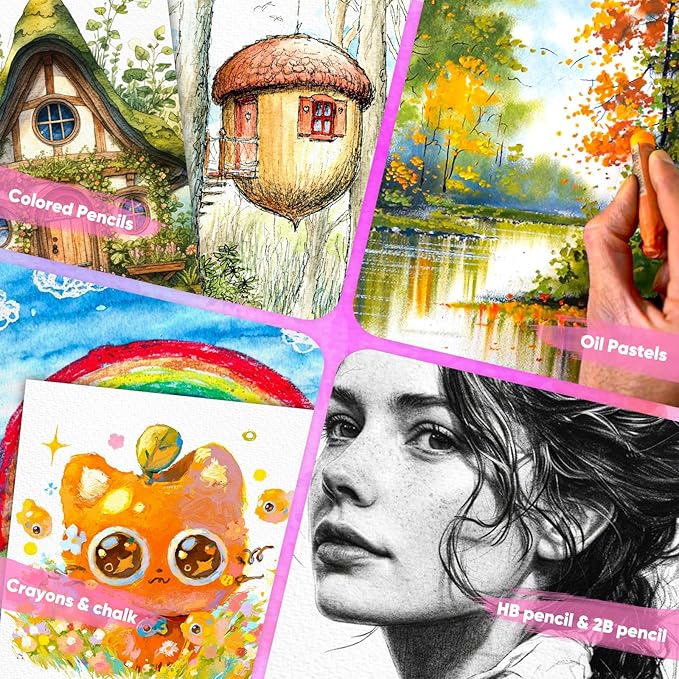 128 Sheets Watercolor Paper, 4"x6" Cold Press Water Color Paper for Kids Adults, 140lb/300gsm Artists Drawing Coloring Sketching Painting, Arts and Crafts Supplies, Valentine Gift Cards, White, Bulk